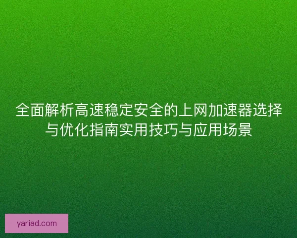 全面解析高速稳定安全的上网加速器选择与优化指南实用技巧与应用场景