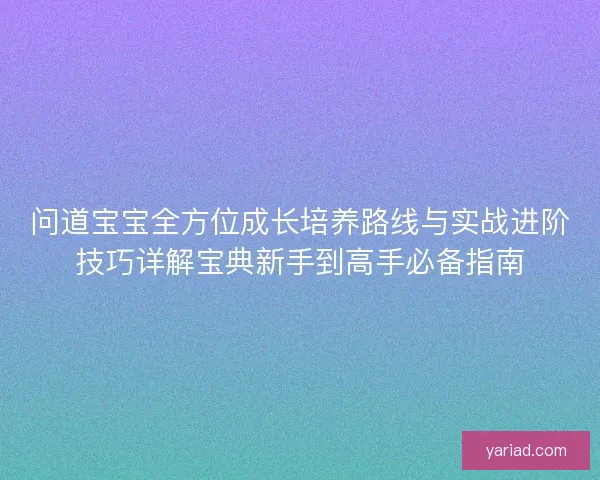 问道宝宝全方位成长培养路线与实战进阶技巧详解宝典新手到高手必备指南