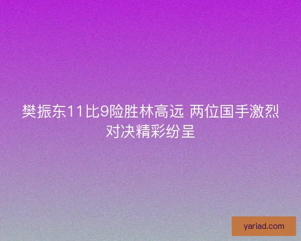 樊振东11比9险胜林高远 两位国手激烈对决精彩纷呈